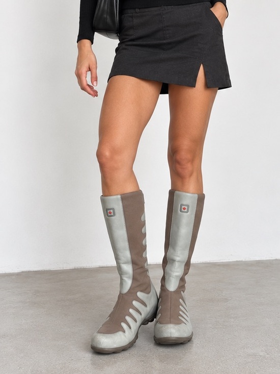 Tsubo Shoes - Tsubo Vintage Y2K Futuristic Leather Stretch Light Blue Mid-Calf Boots Size 10